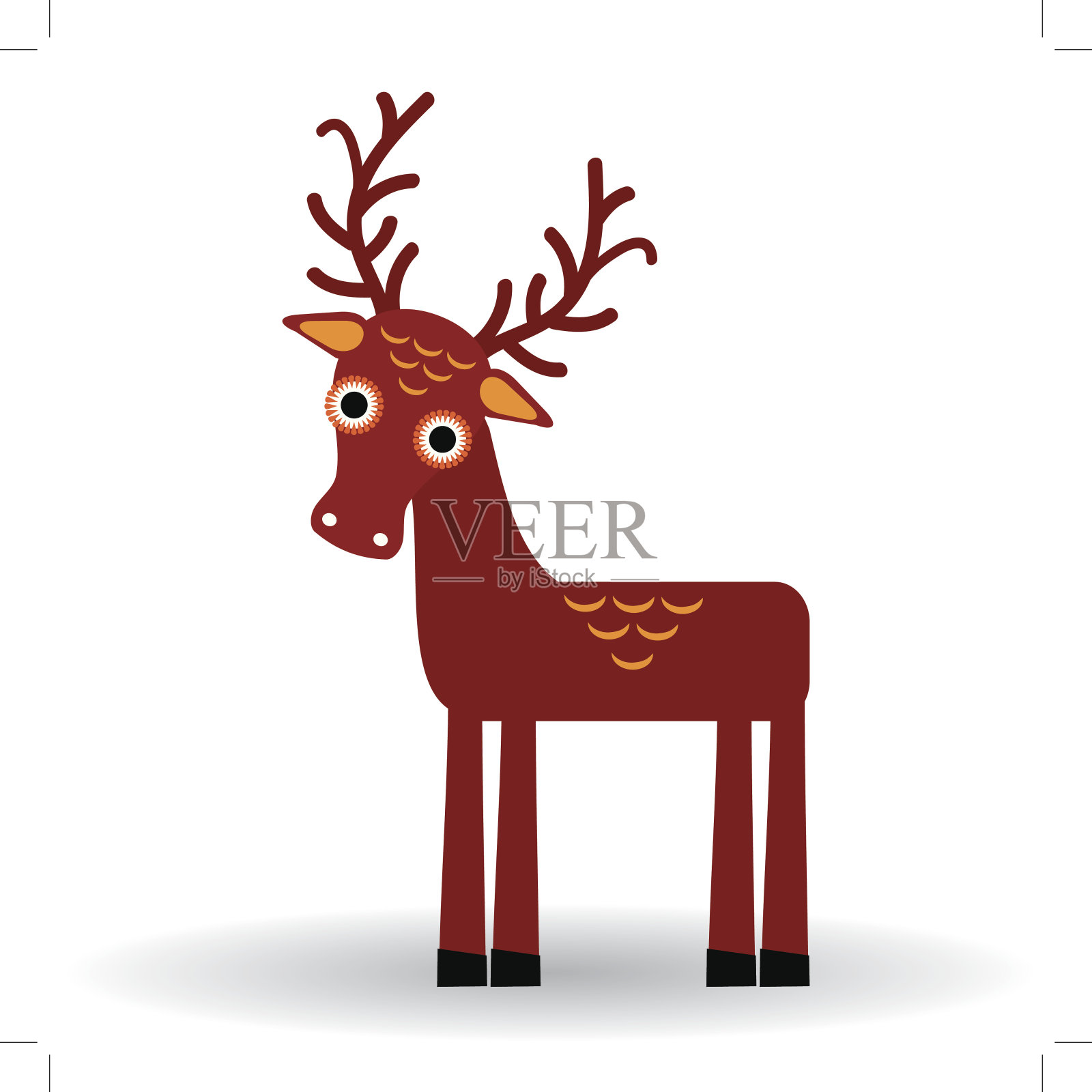 白色背景上有趣的鹿。向量插画图片素材