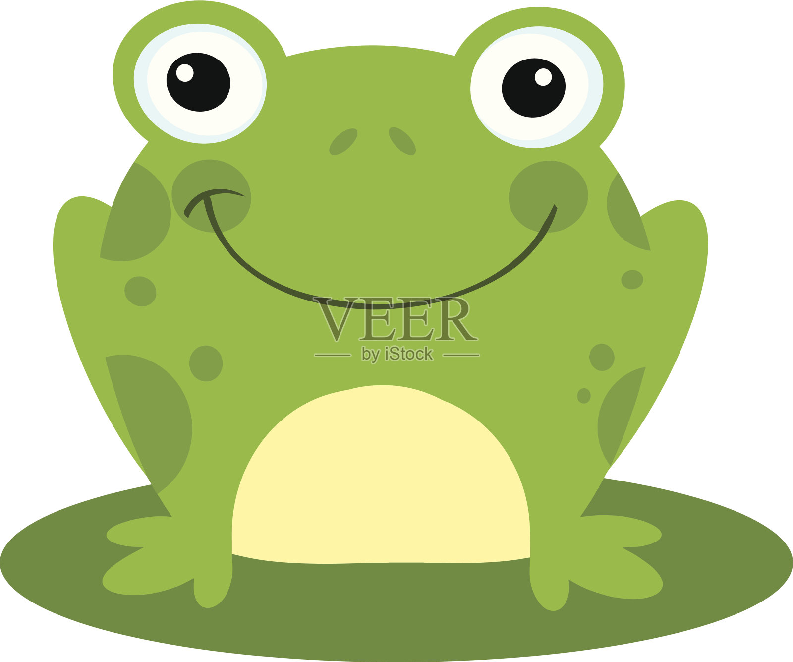 快乐的青蛙坐在一片叶子上插画图片素材