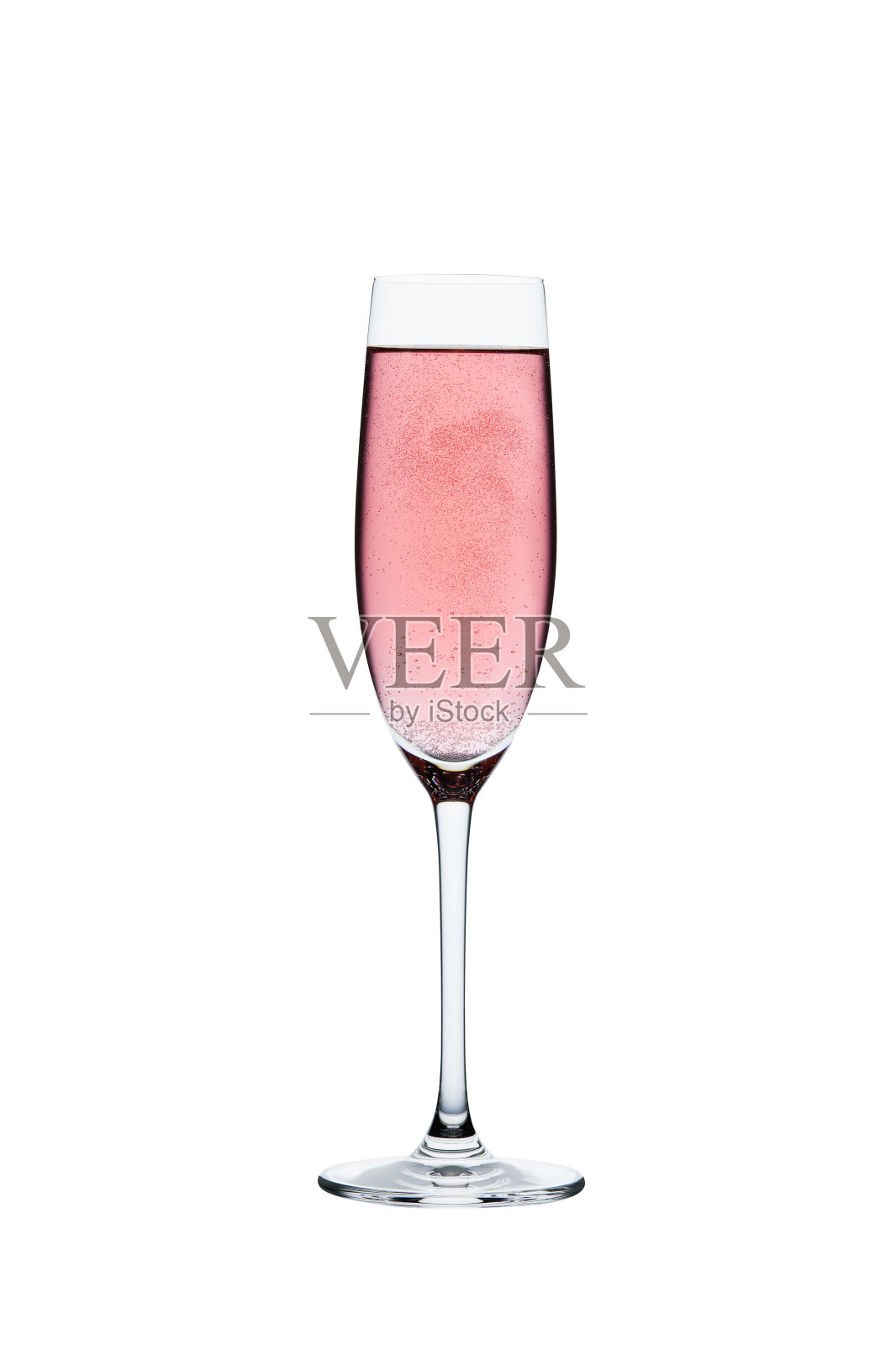 白色背景上的玫瑰香槟杯照片摄影图片