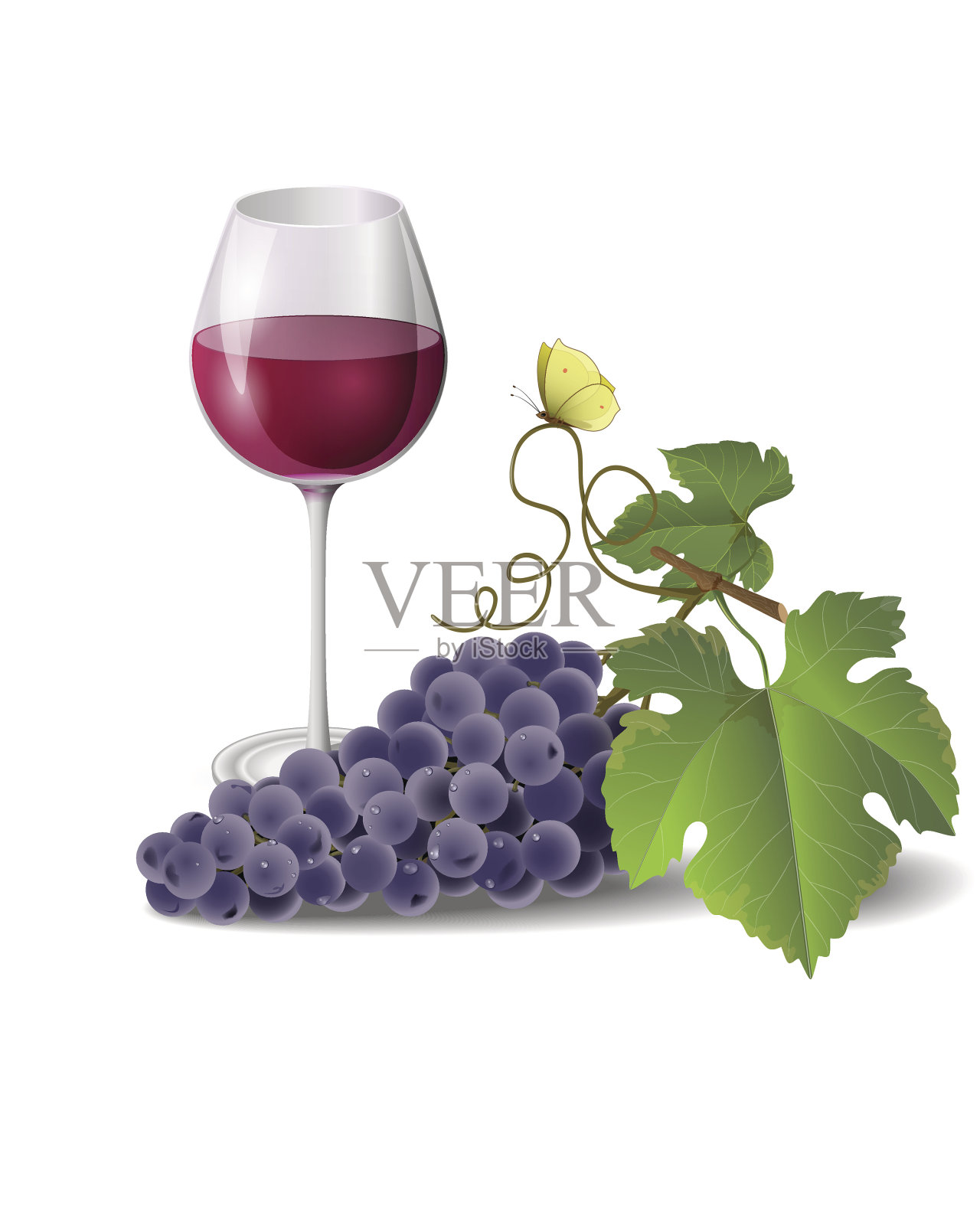 葡萄酒和葡萄设计元素图片