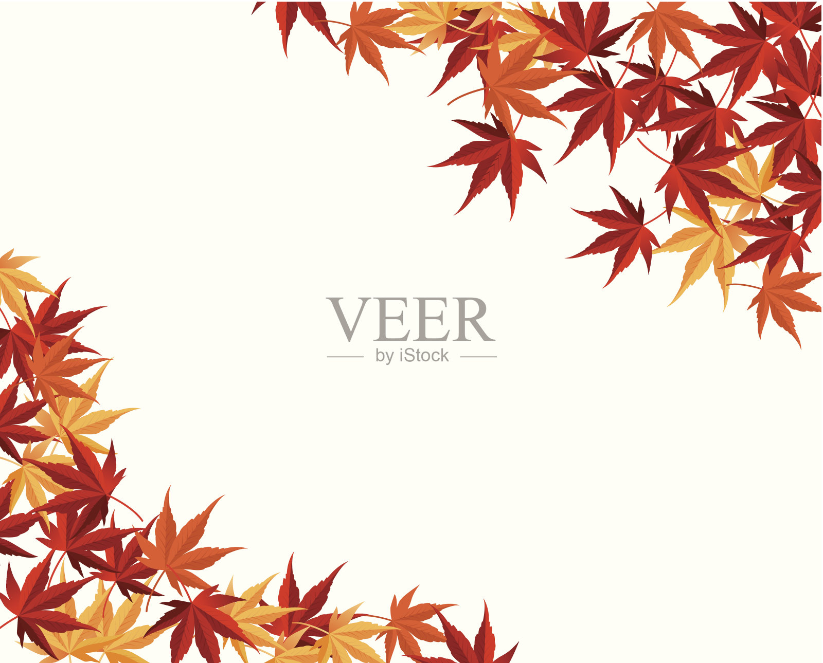 五彩缤纷的秋天，枫叶的矢量插画图片素材