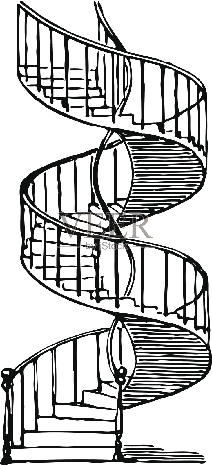 旋转楼梯插画图片素材
