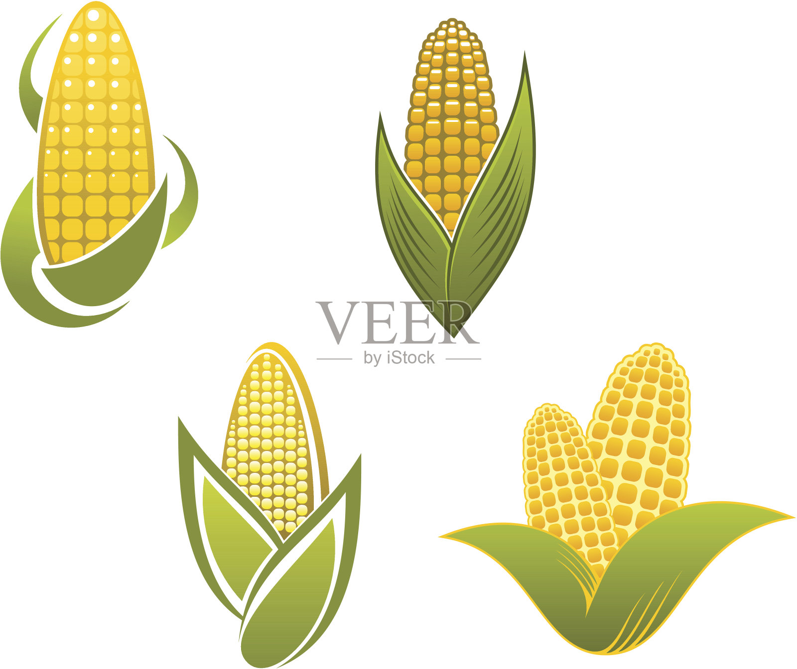 黄色的玉米图标和符号插画图片素材