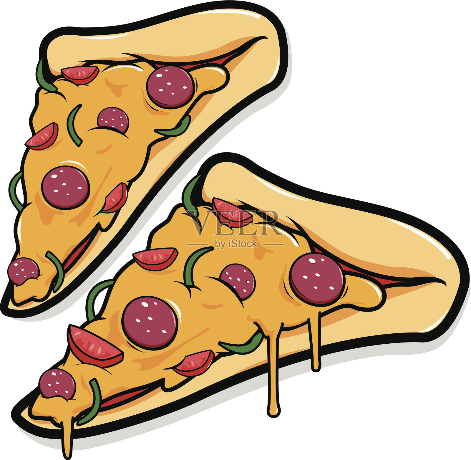 意大利辣香肠披萨片设计元素图片