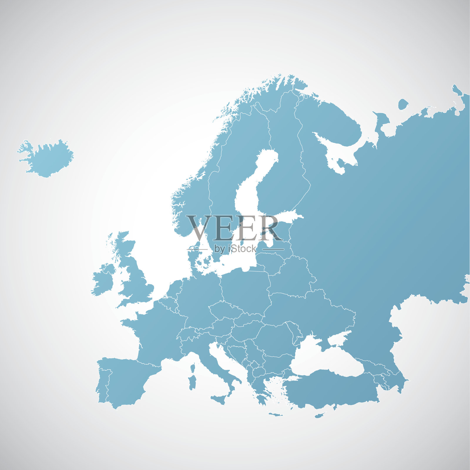 欧洲矢量地图与国家边界插画图片素材