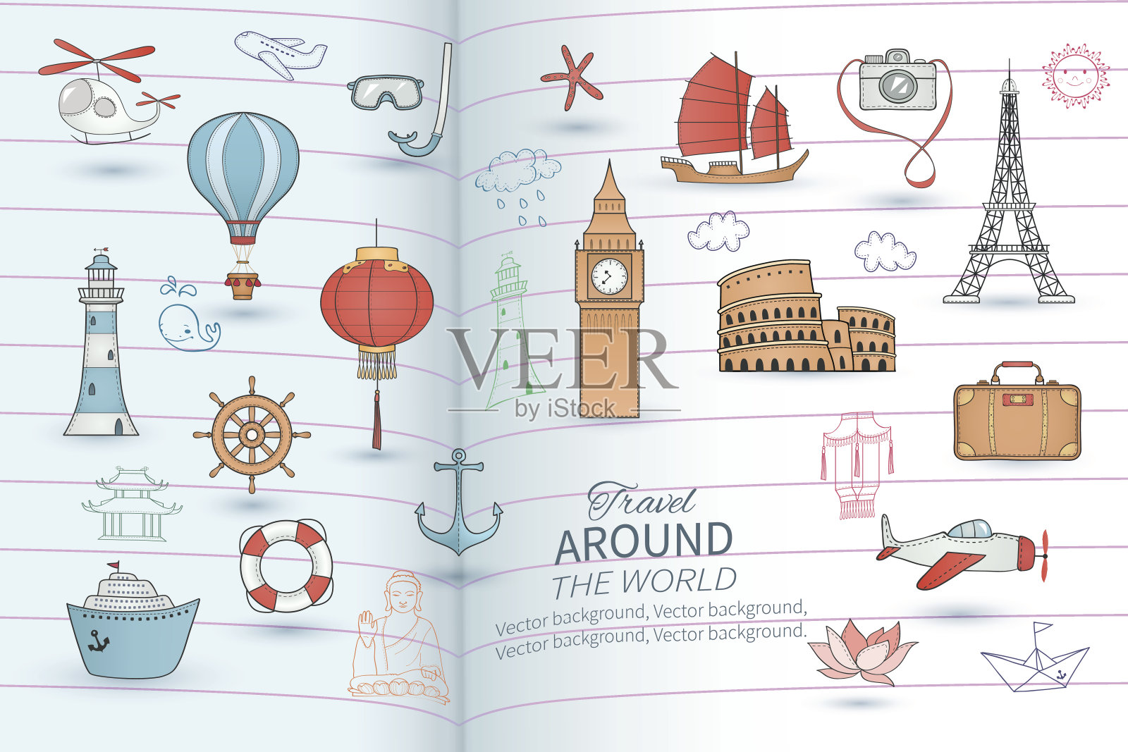 旅游卡。插画图片素材