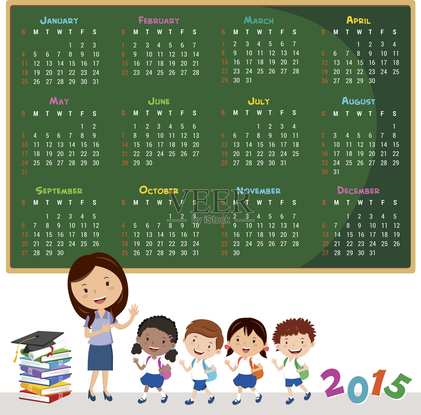 2015年教育日历插画图片素材