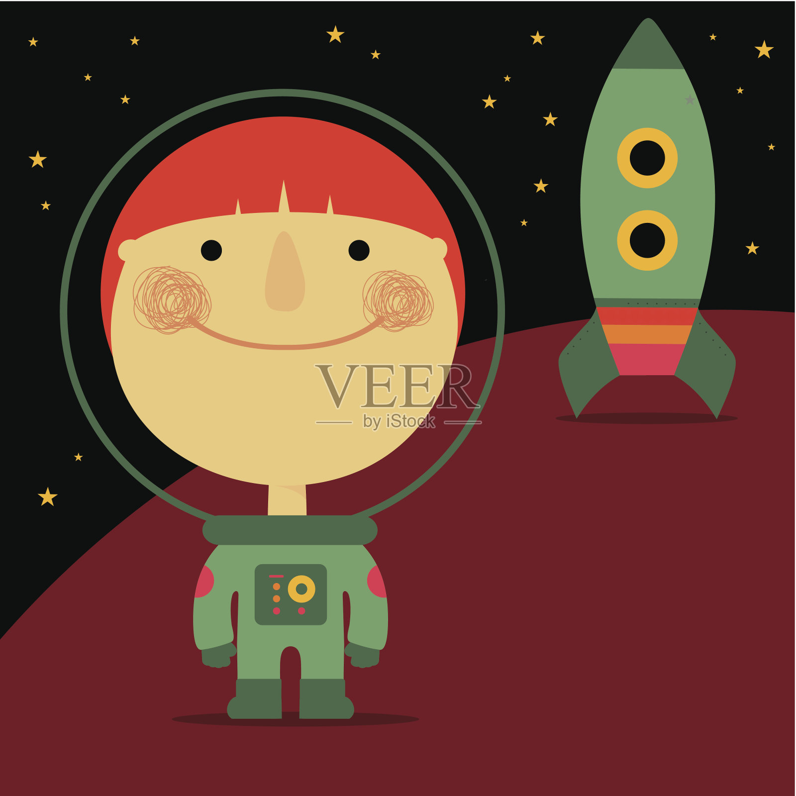 宇航员和火箭插画图片素材