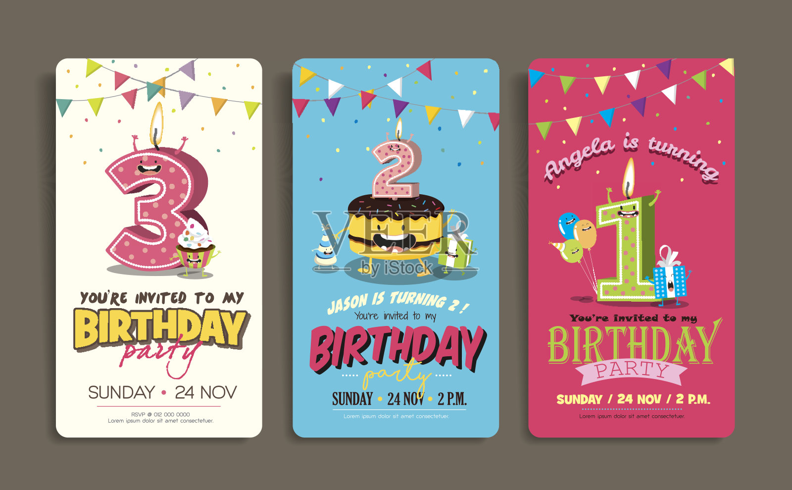 生日聚会邀请卡模板插画图片素材