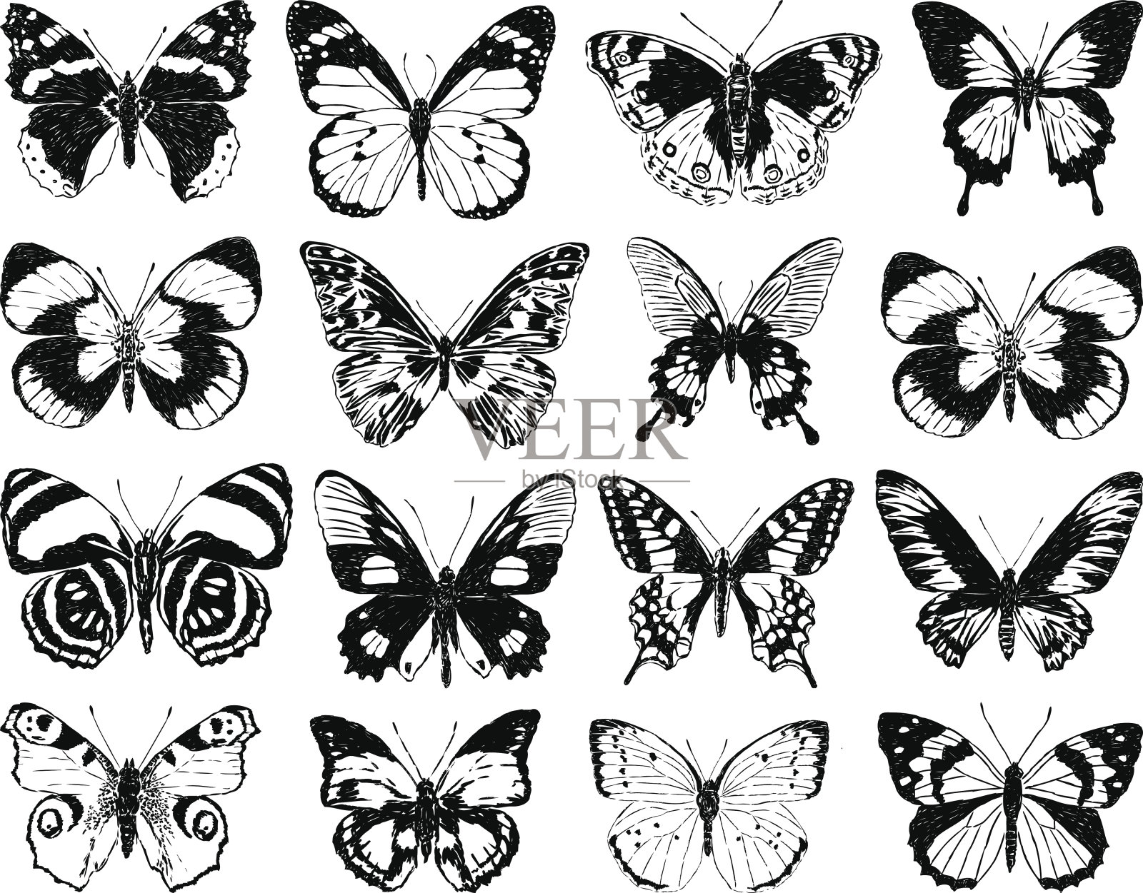 蝴蝶剪影设计元素图片