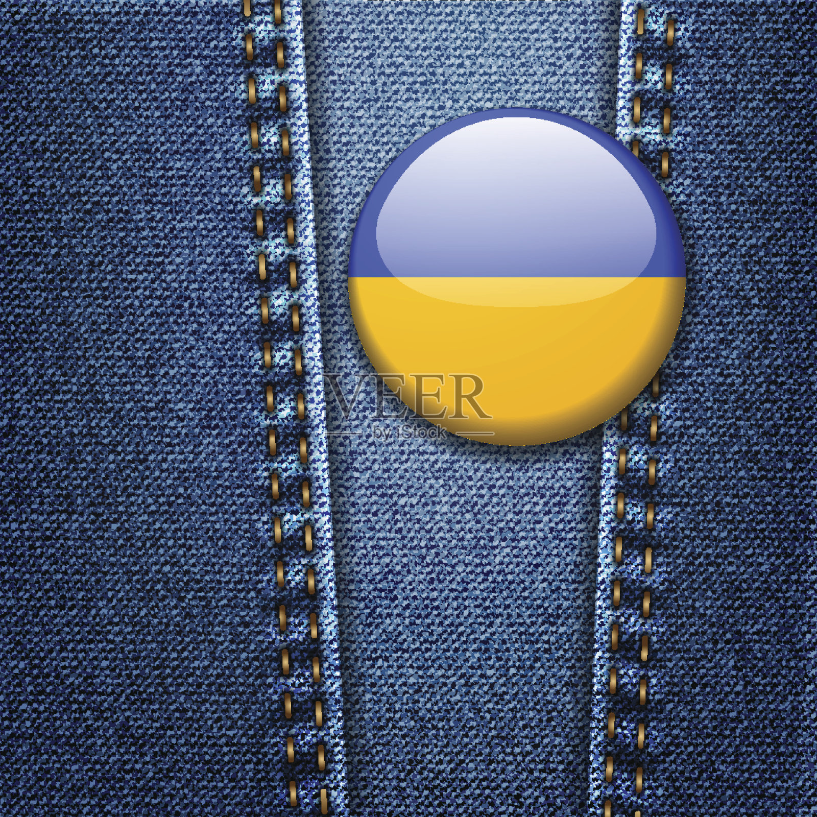 乌克兰国旗徽章牛仔牛仔纹理向量设计元素图片