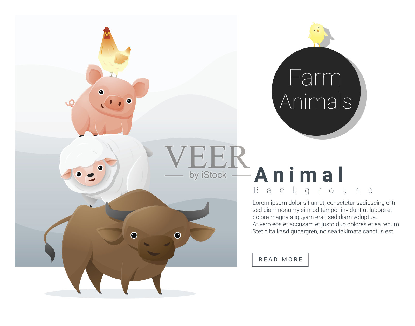 农场动物的背景插画图片素材