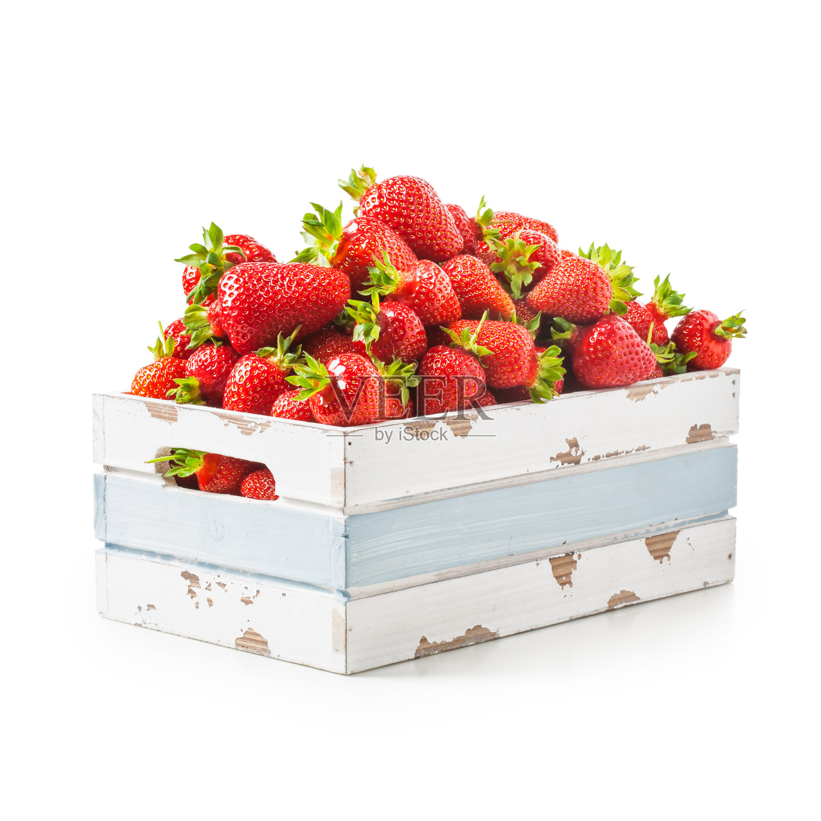 草莓在板条箱照片摄影图片