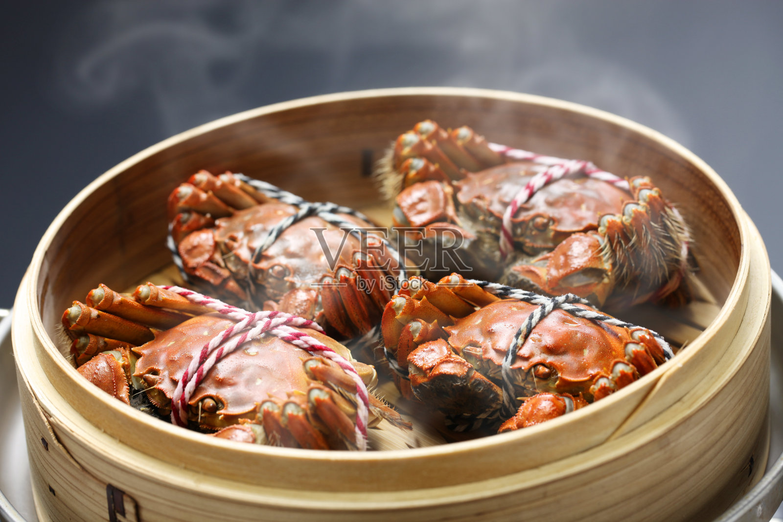 蒸上海大闸蟹，中国菜照片摄影图片