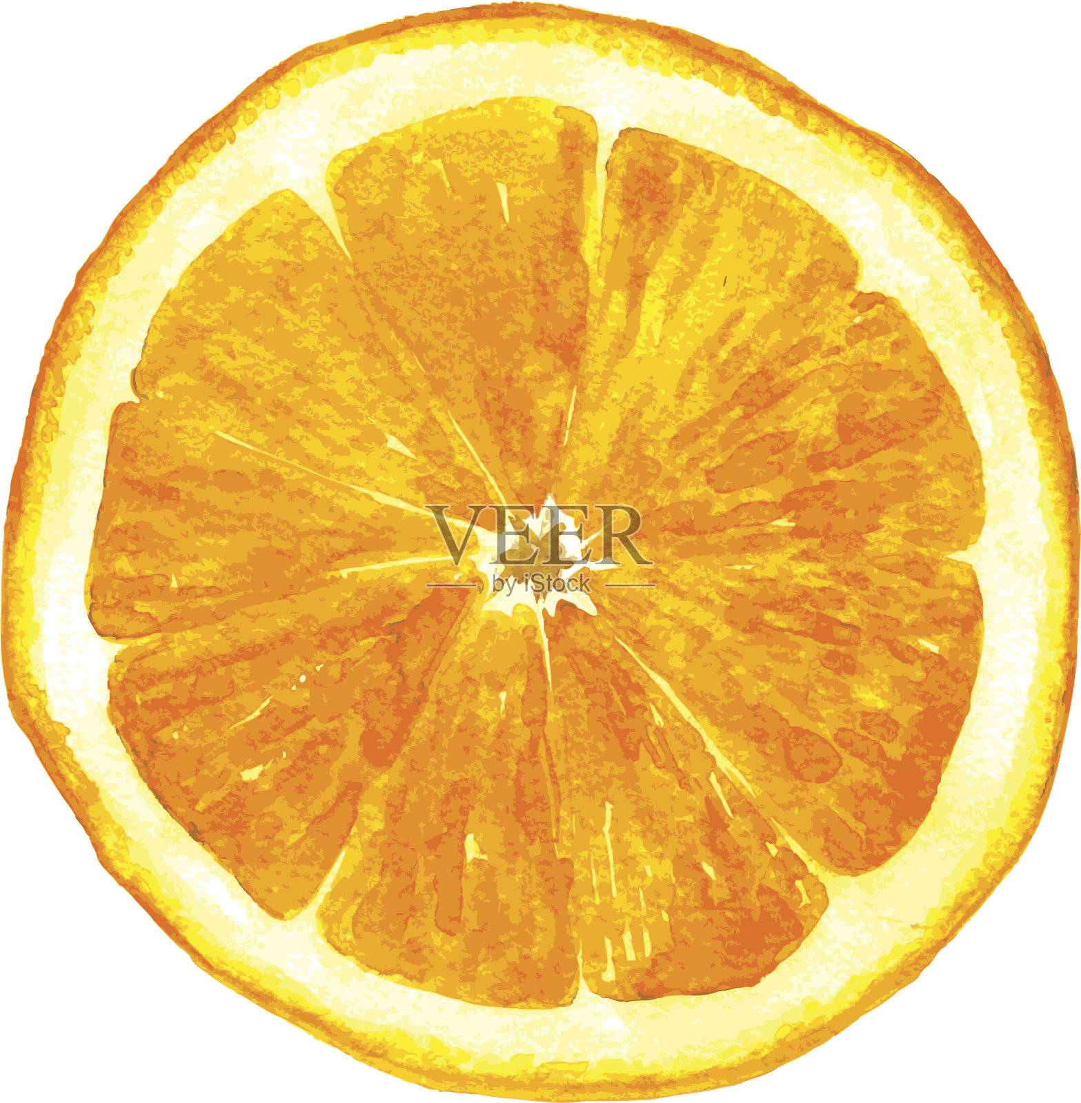 橘色水彩切片设计元素图片