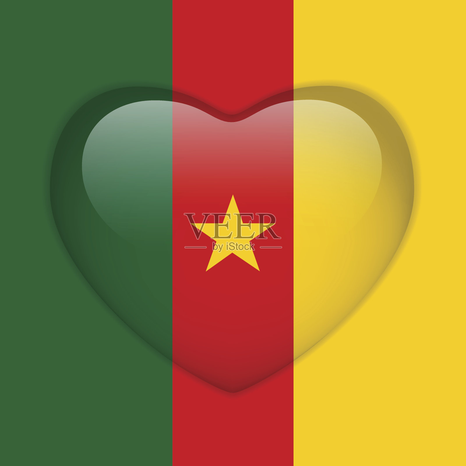 喀麦隆旗心光滑按钮插画图片素材