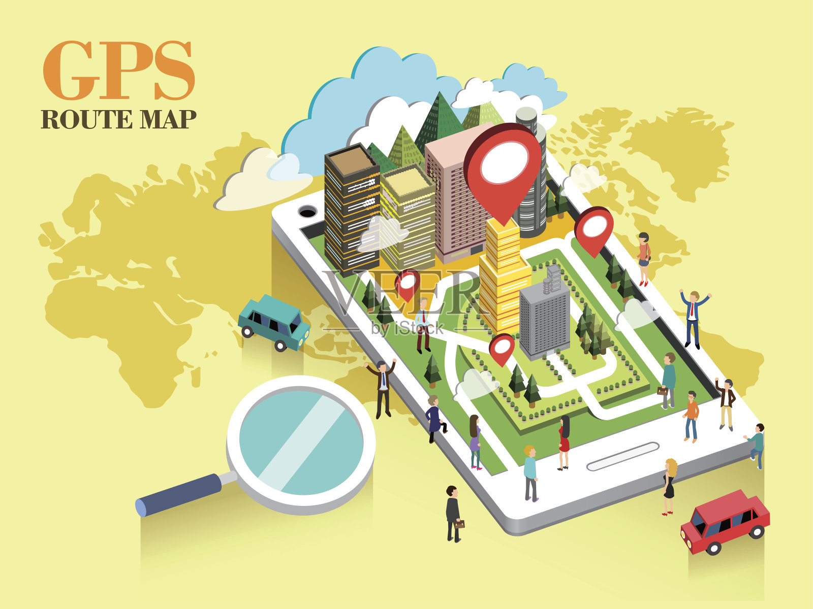 GPS路线图概念插画图片素材