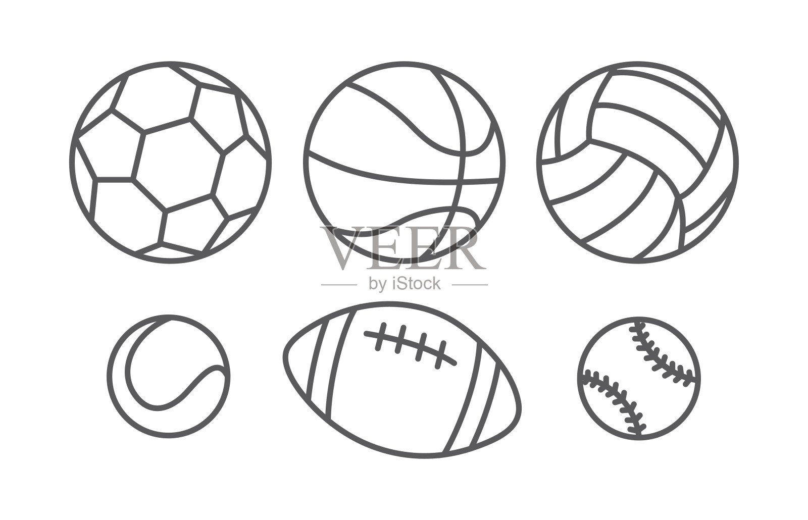 直线风格的运动球插画图片素材