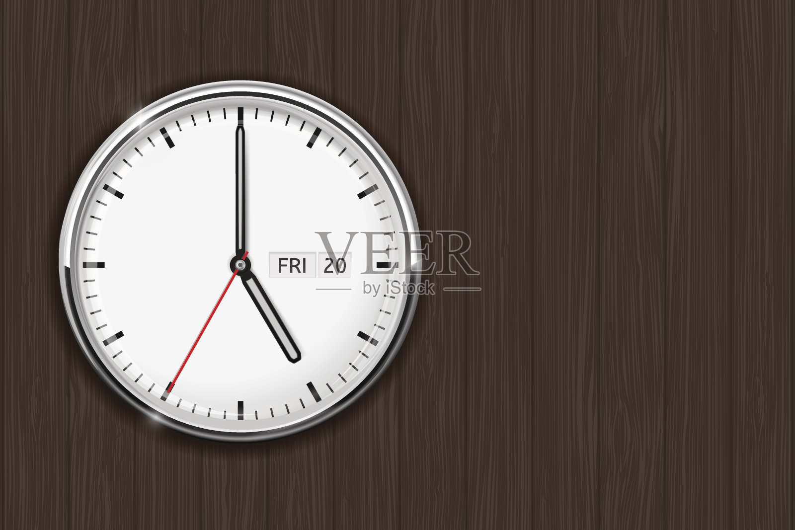 木制背景上的时钟插画图片素材