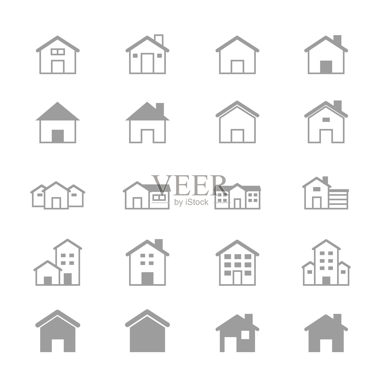 房子和家庭的建筑图标线插画图片素材