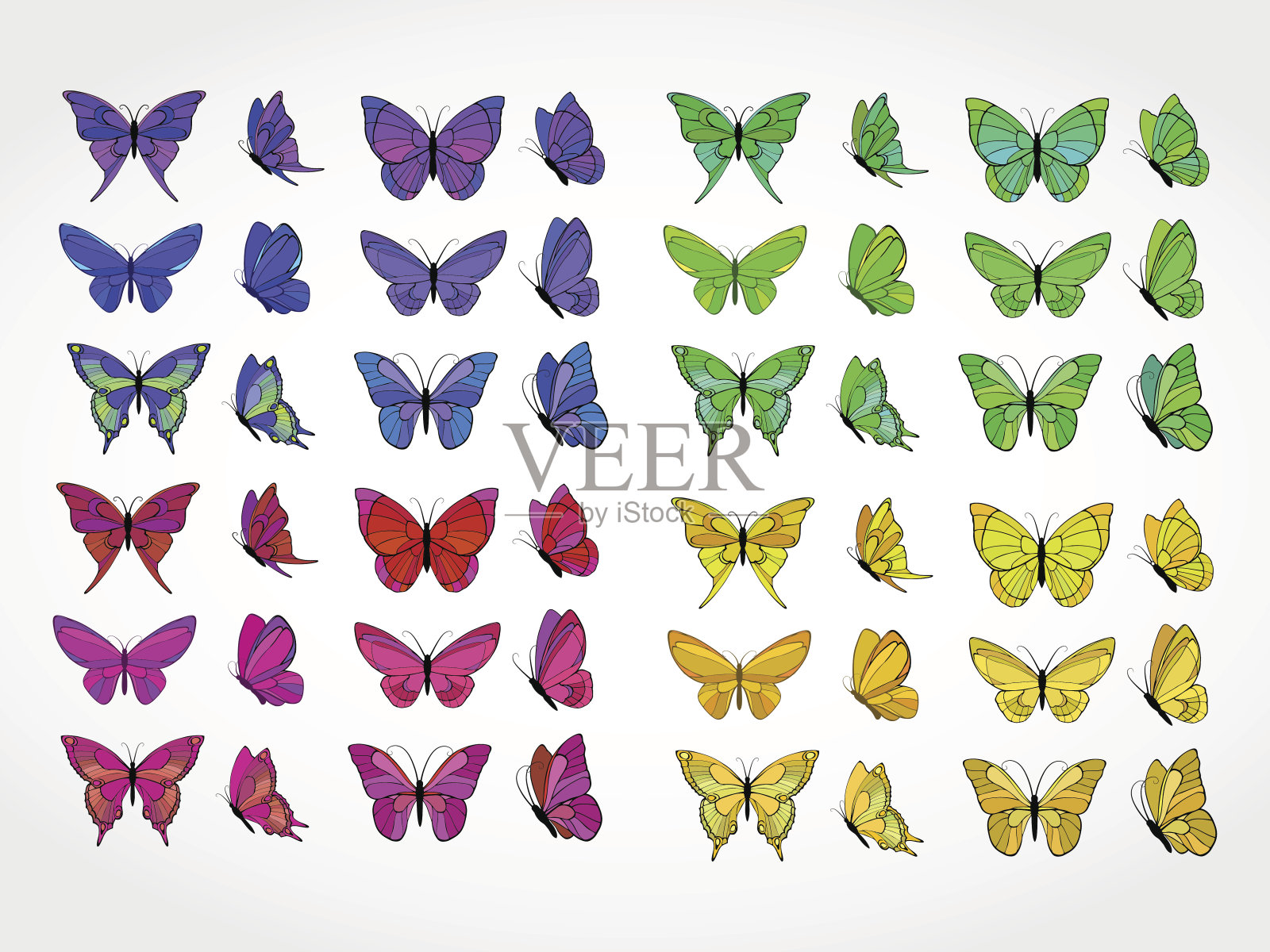 彩色蝴蝶矢量集设计元素图片