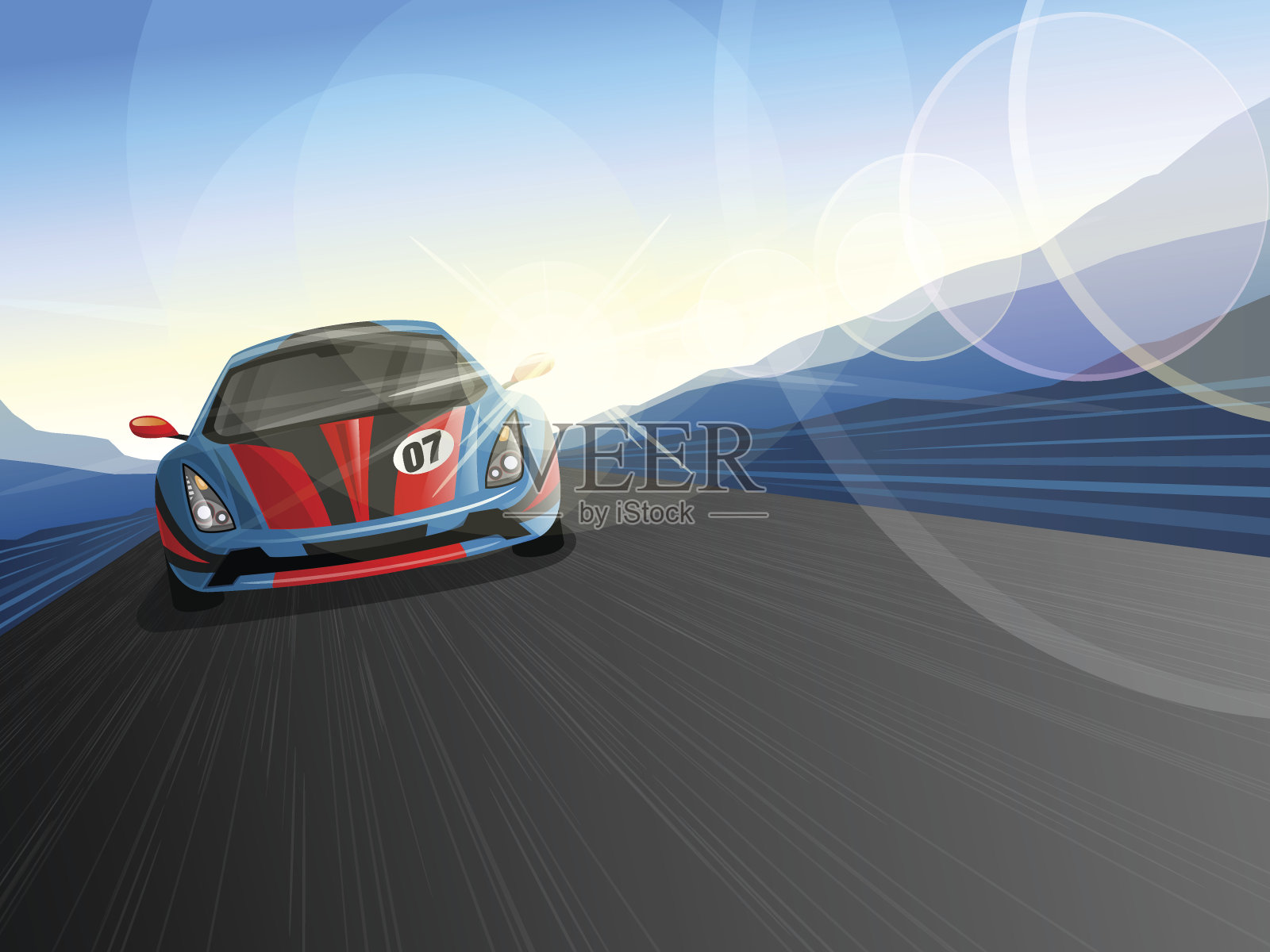 赛道上的超速赛车插画图片素材