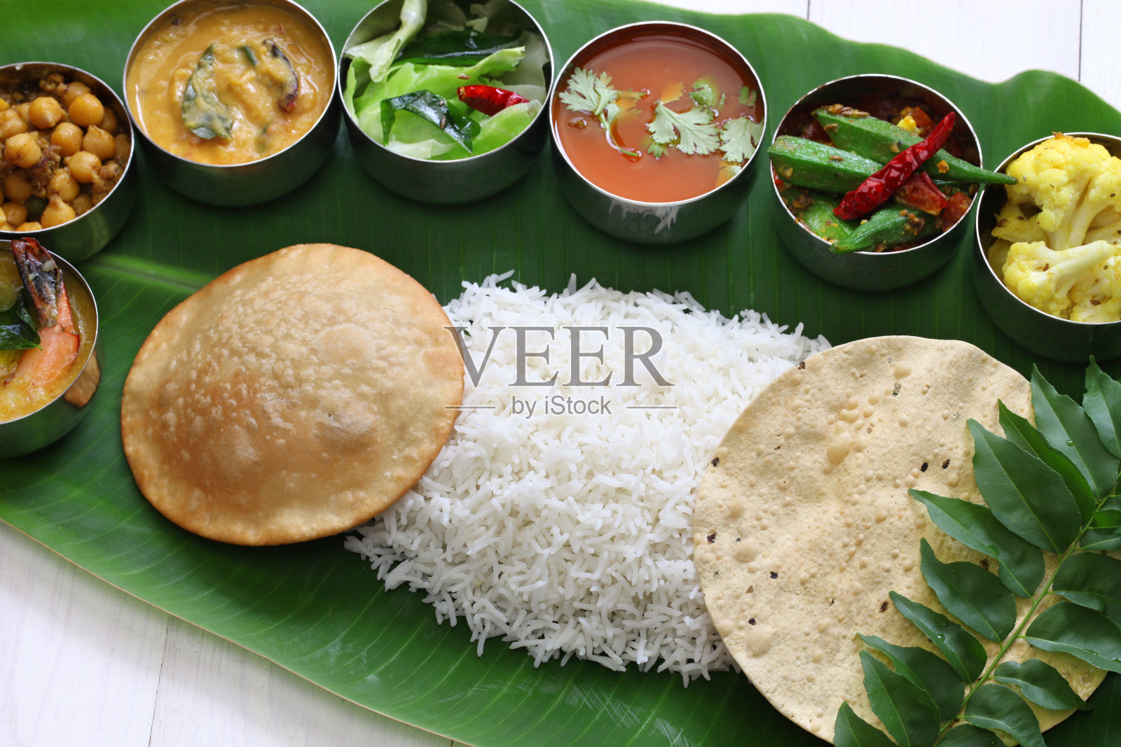 南印度的食物是芭蕉叶照片摄影图片