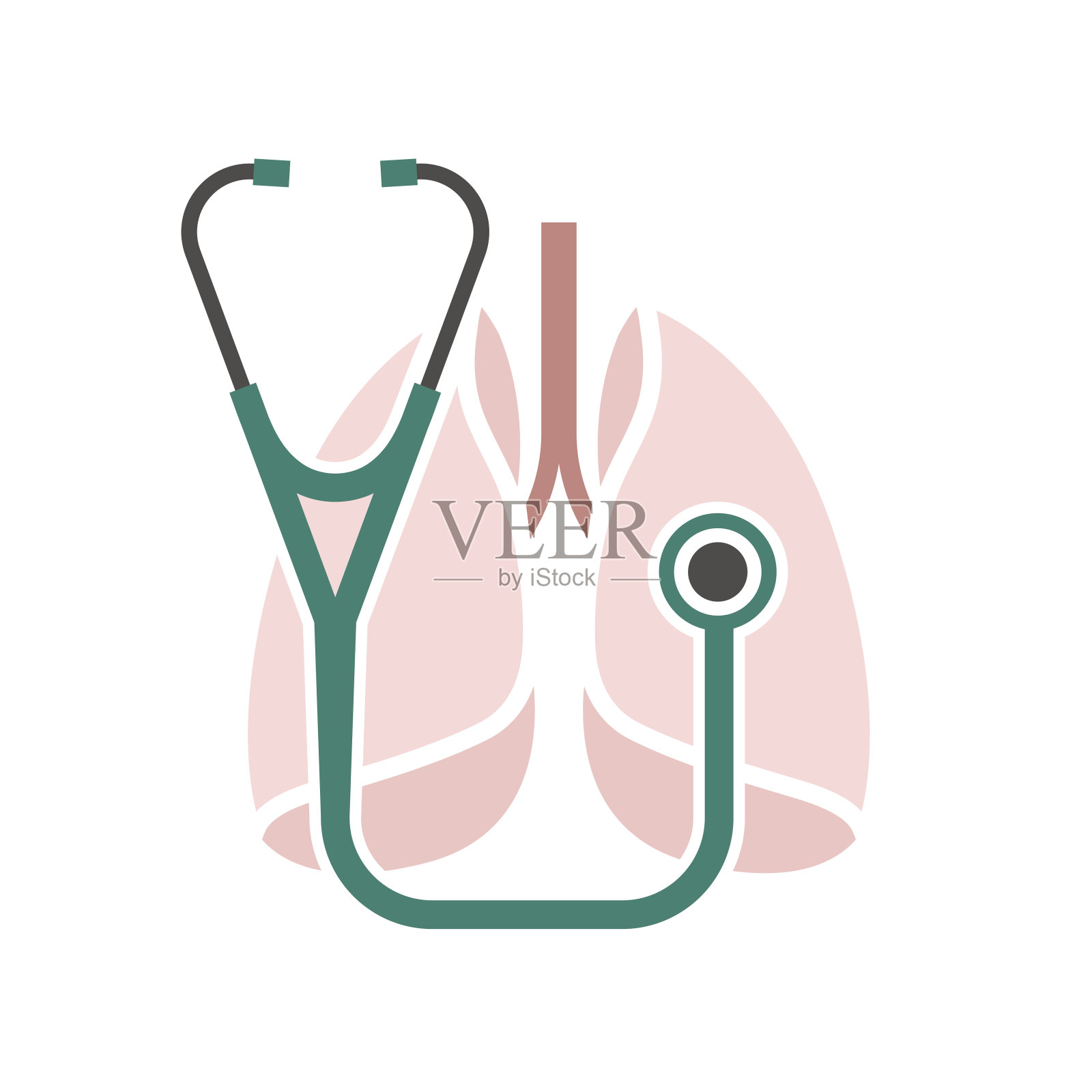 听诊器肺图标插画图片素材