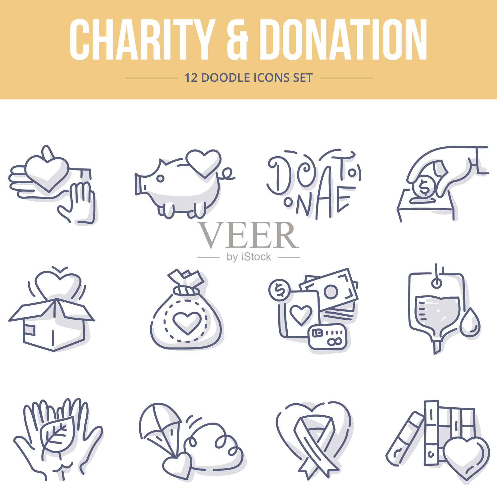 慈善和捐赠涂鸦图标图标素材