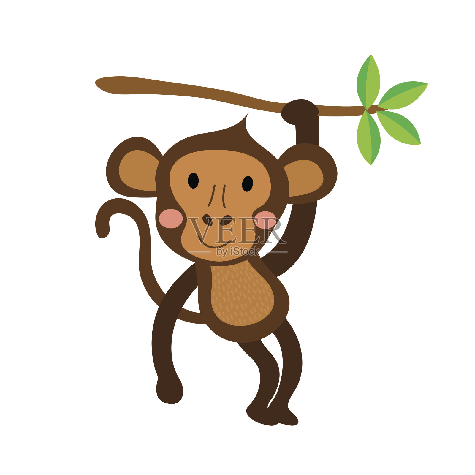 猴子动物卡通人物矢量插图。插画图片素材