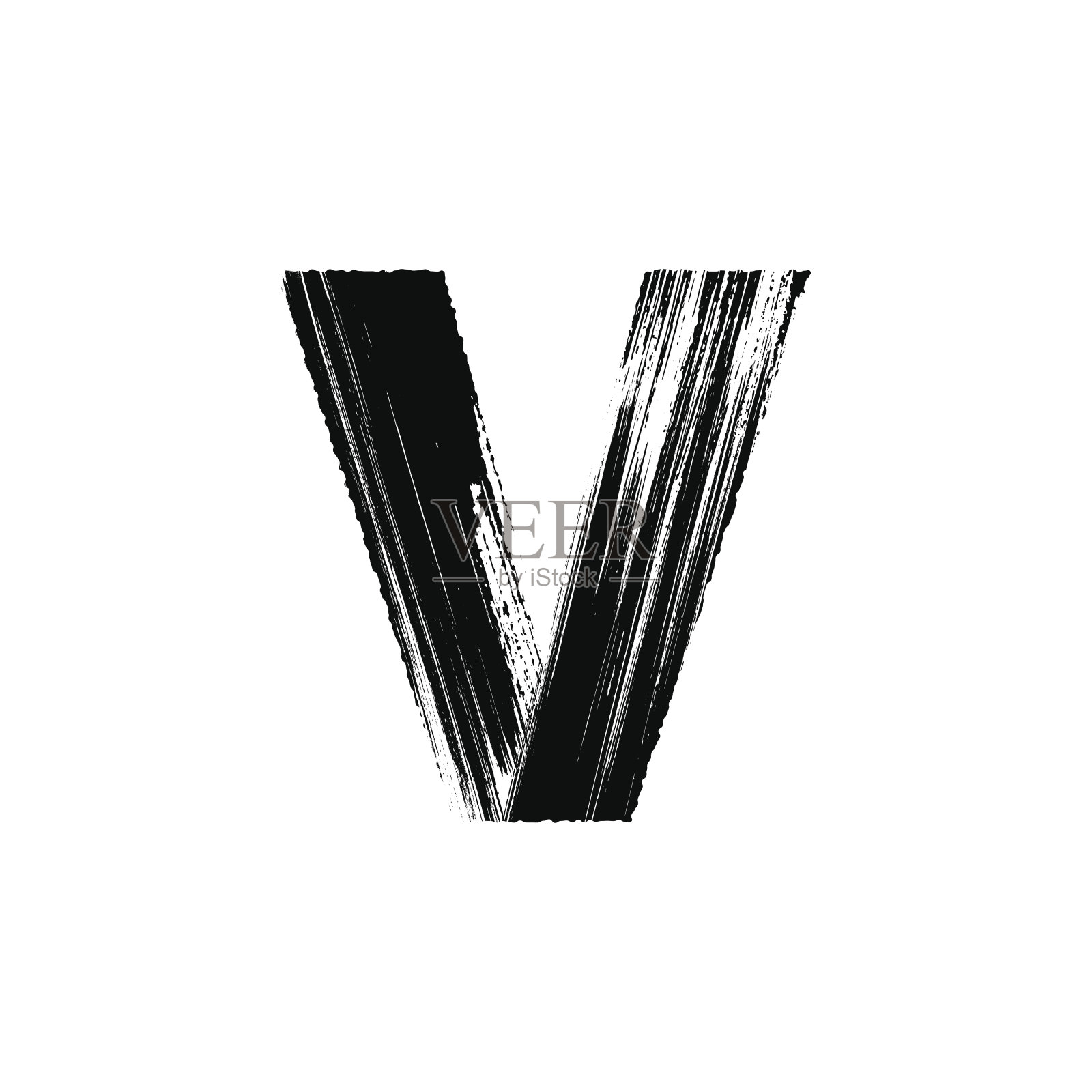 字母V用干画笔手绘设计元素图片
