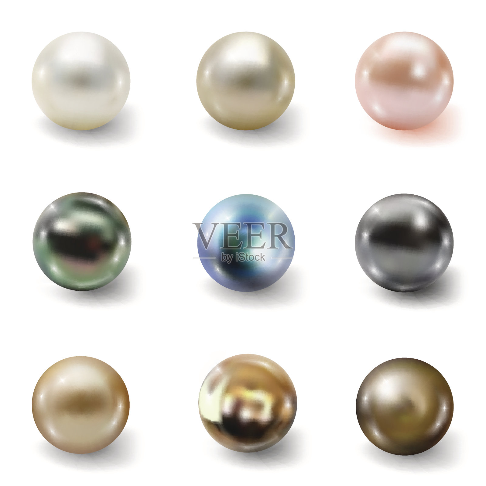 珍珠现实孤立的白色背景设计元素图片