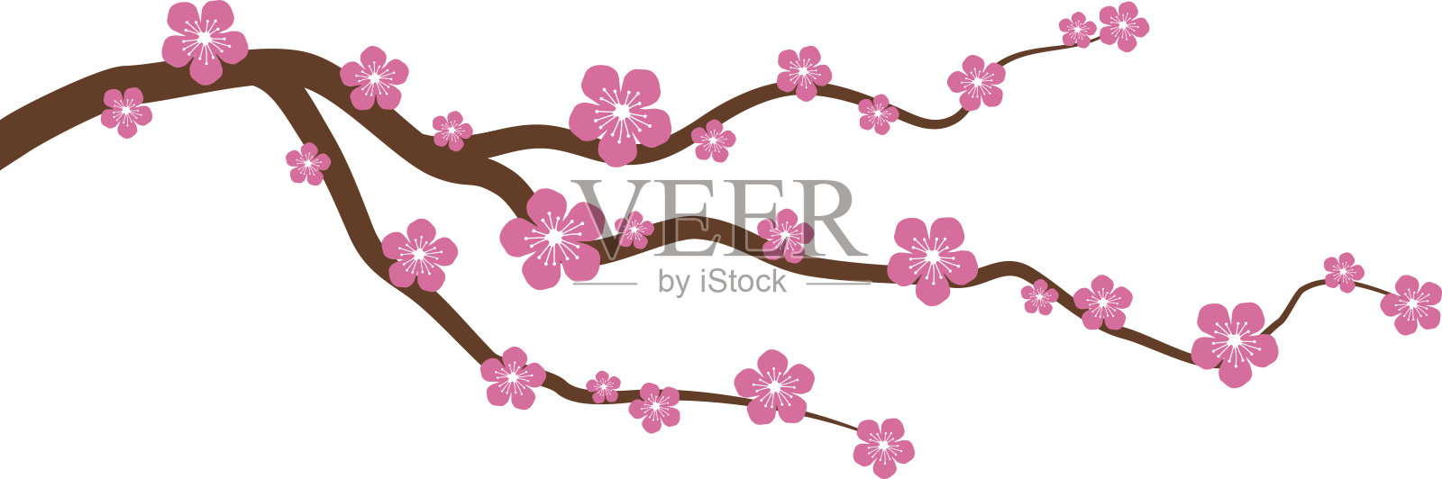 桃树或樱花枝与花矢量图形设计元素图片