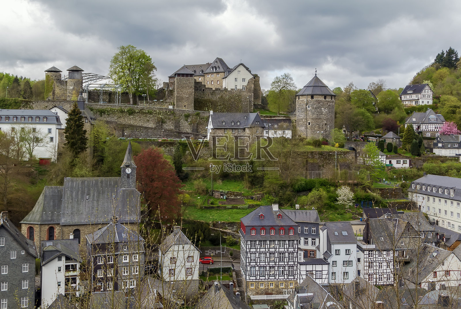 德国山上的蒙绍和城堡照片摄影图片