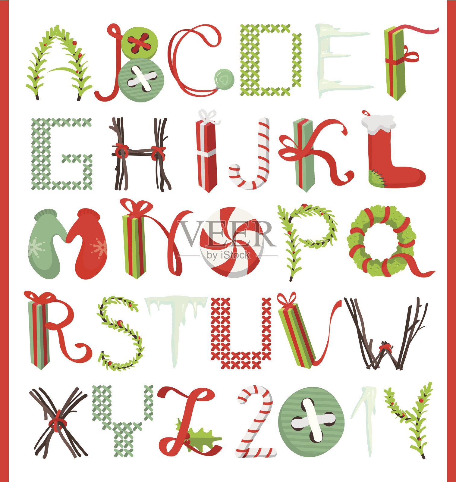 圣诞快乐装饰字母插画图片素材