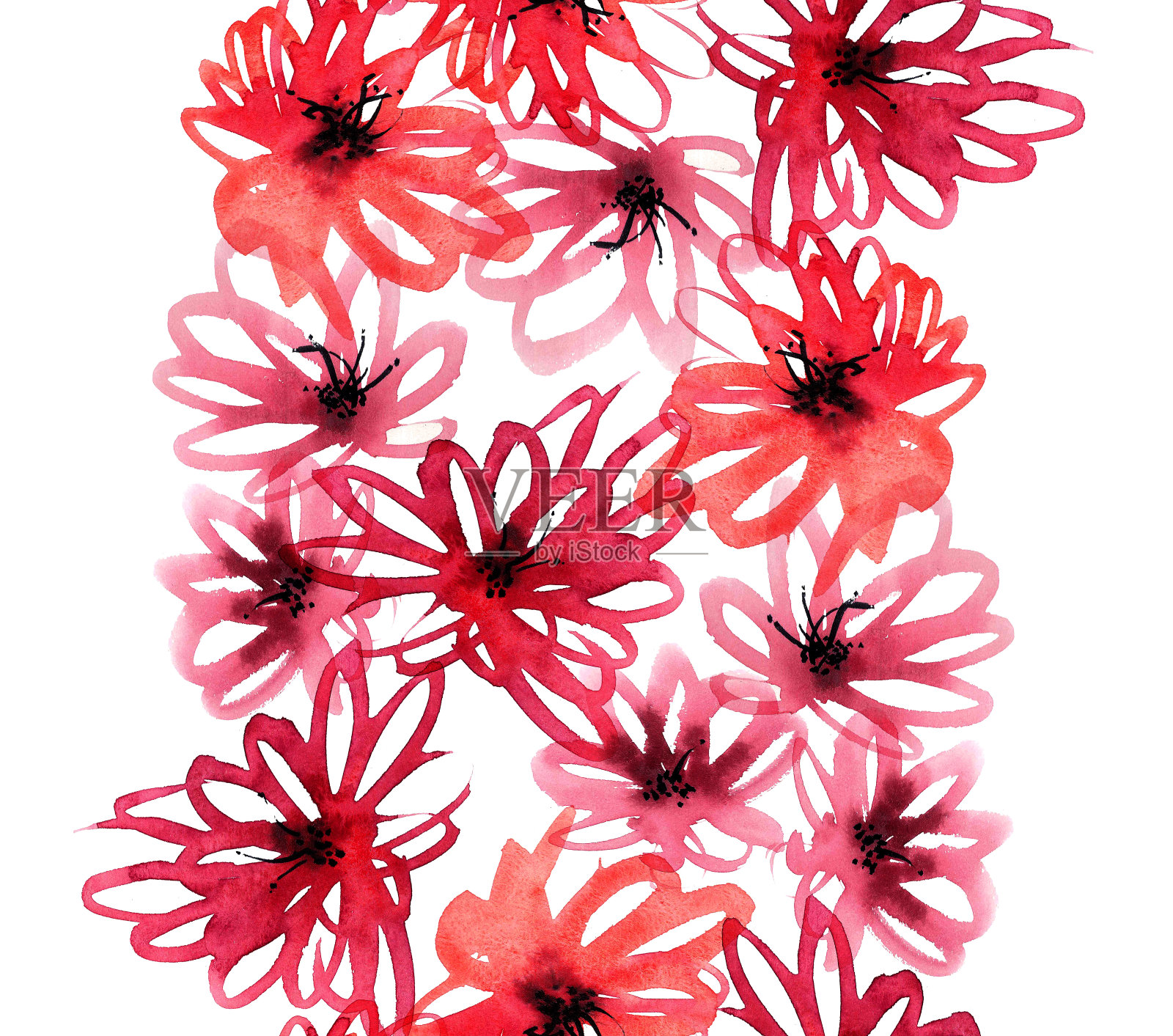 红花无缝图案插画图片素材