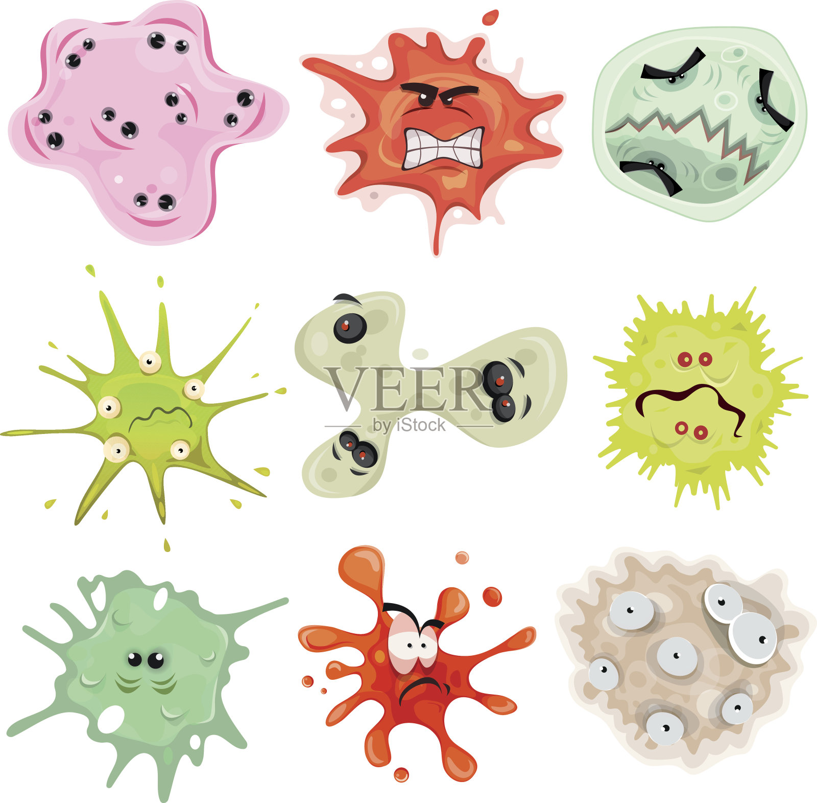 卡通细菌，病毒和微生物插画图片素材
