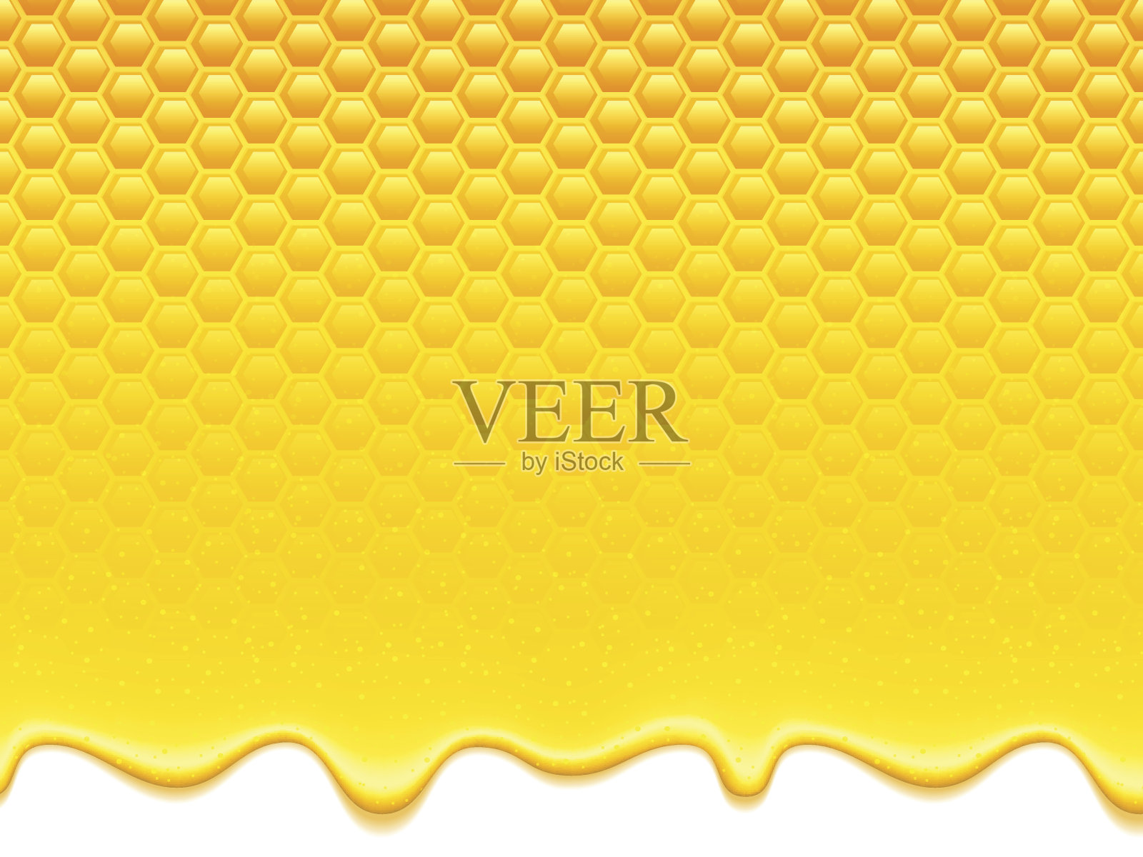 黄色花纹，有蜂窝和蜂蜜滴插画图片素材