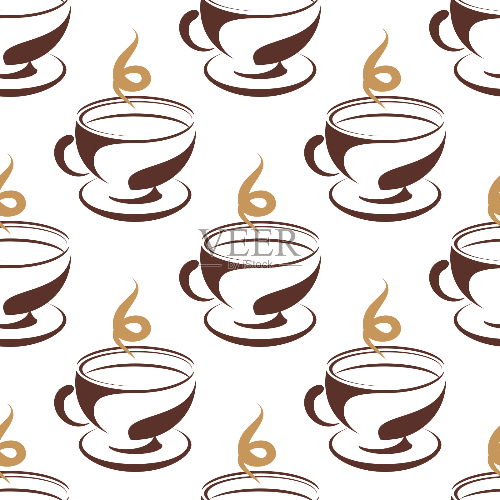 热咖啡杯无缝图案插画图片素材