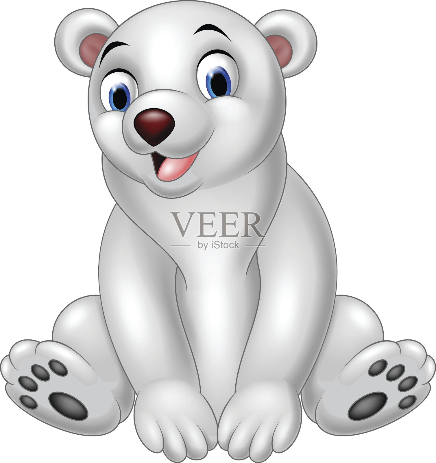 卡通北极熊坐着设计元素图片