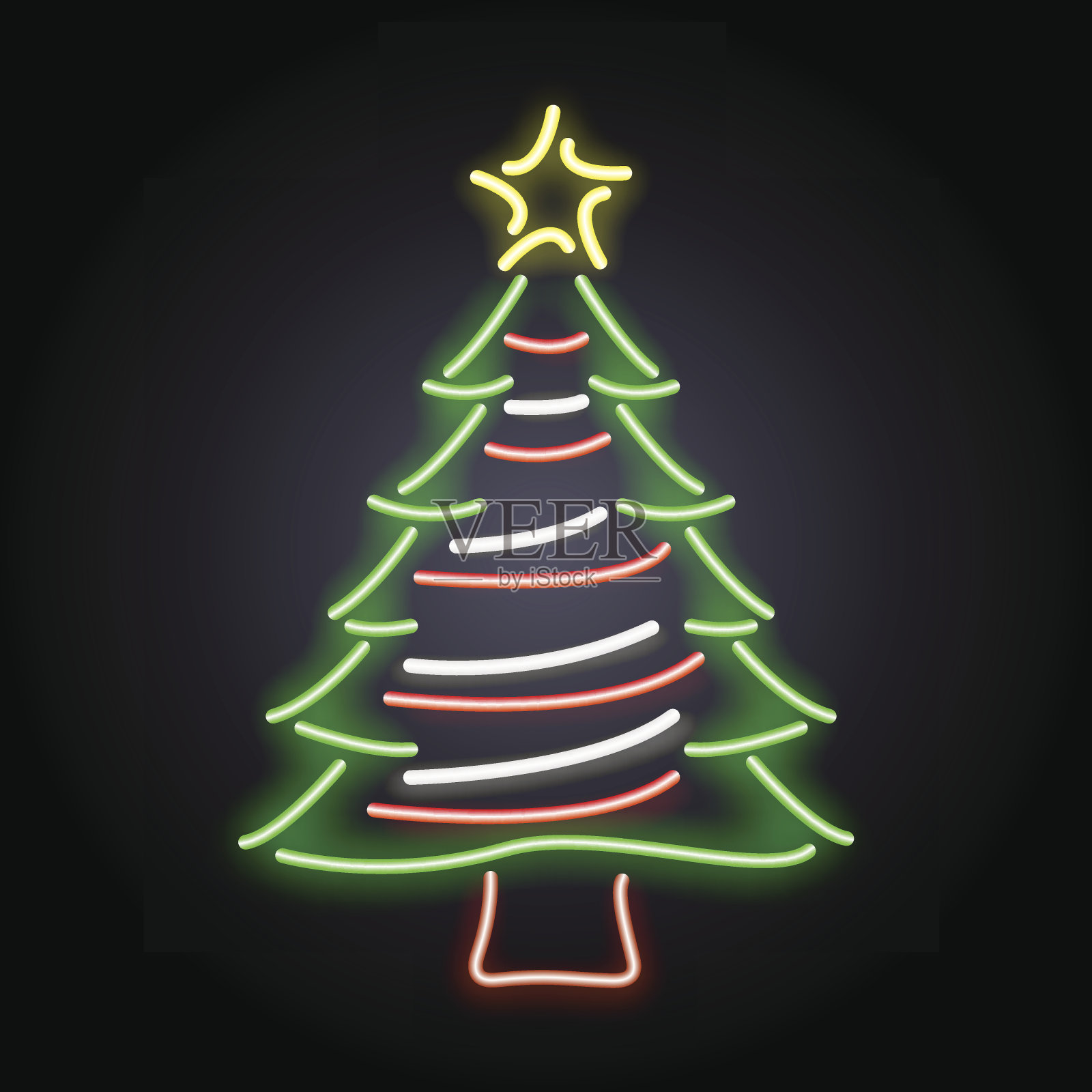 霓虹灯圣诞树向量插画图片素材
