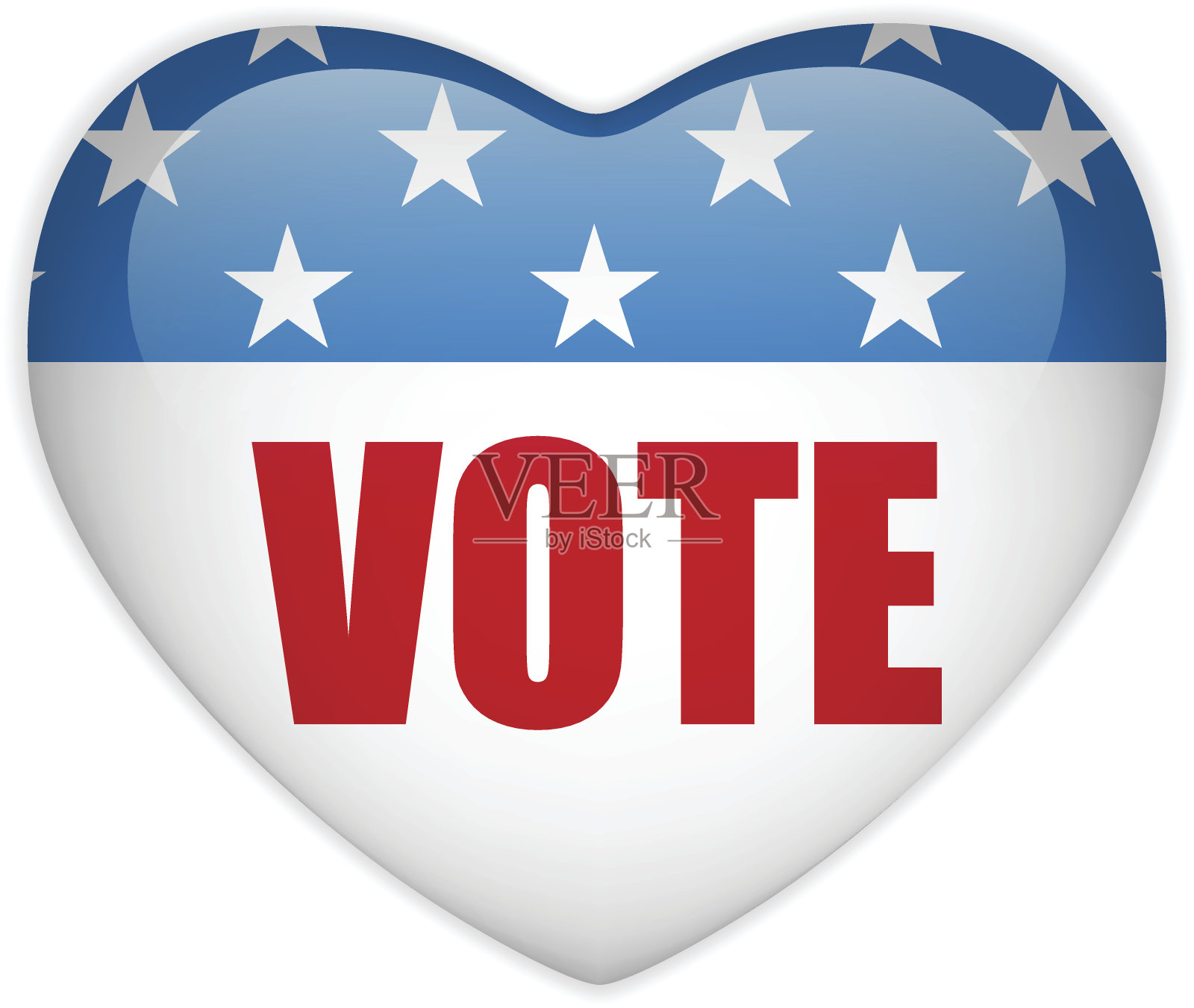 美国选举投票心形按钮。插画图片素材