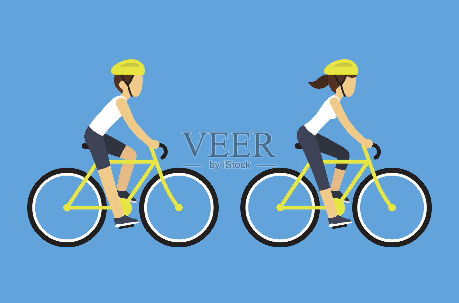 男性和女性自行车手插画图片素材