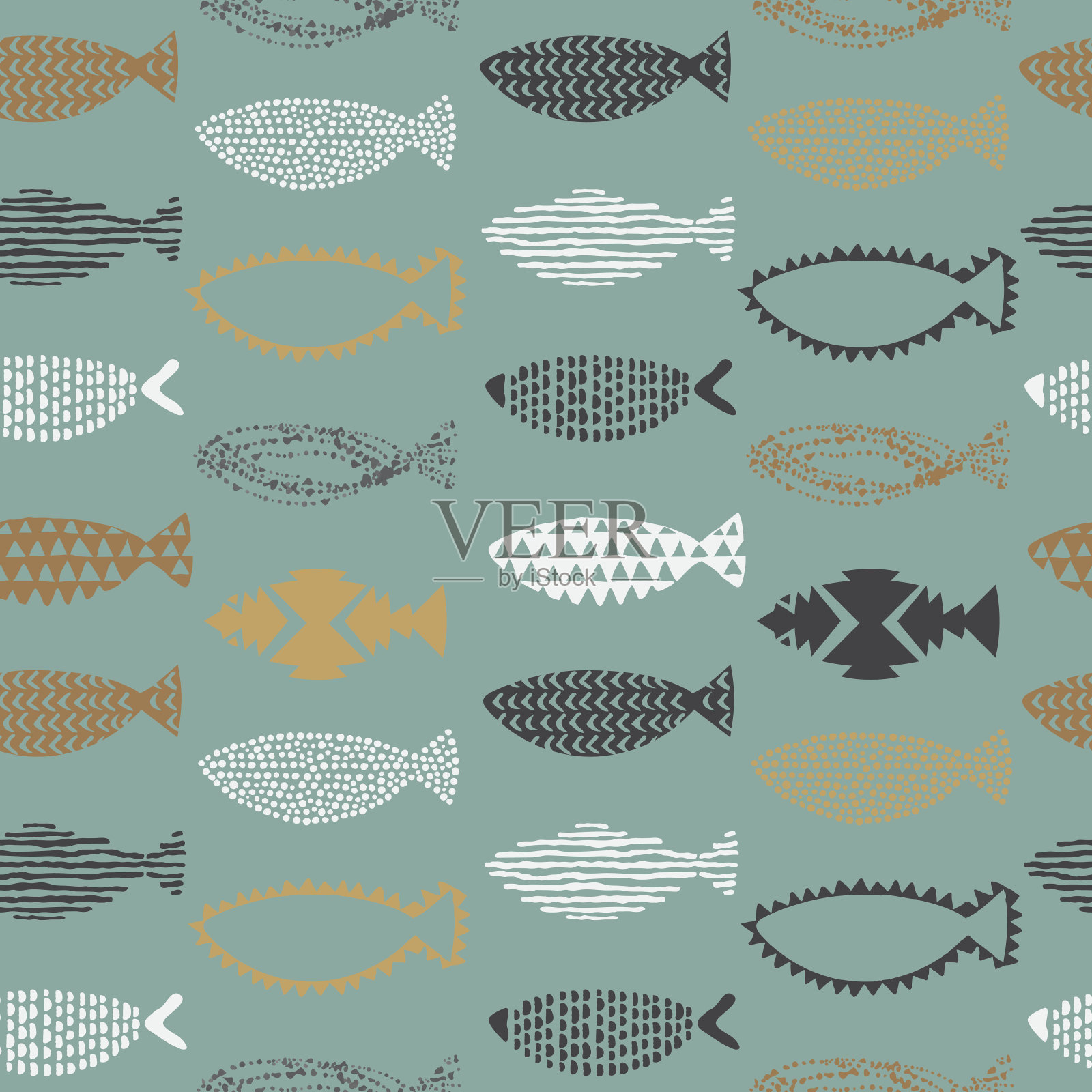 鱼类无缝模式。插画图片素材