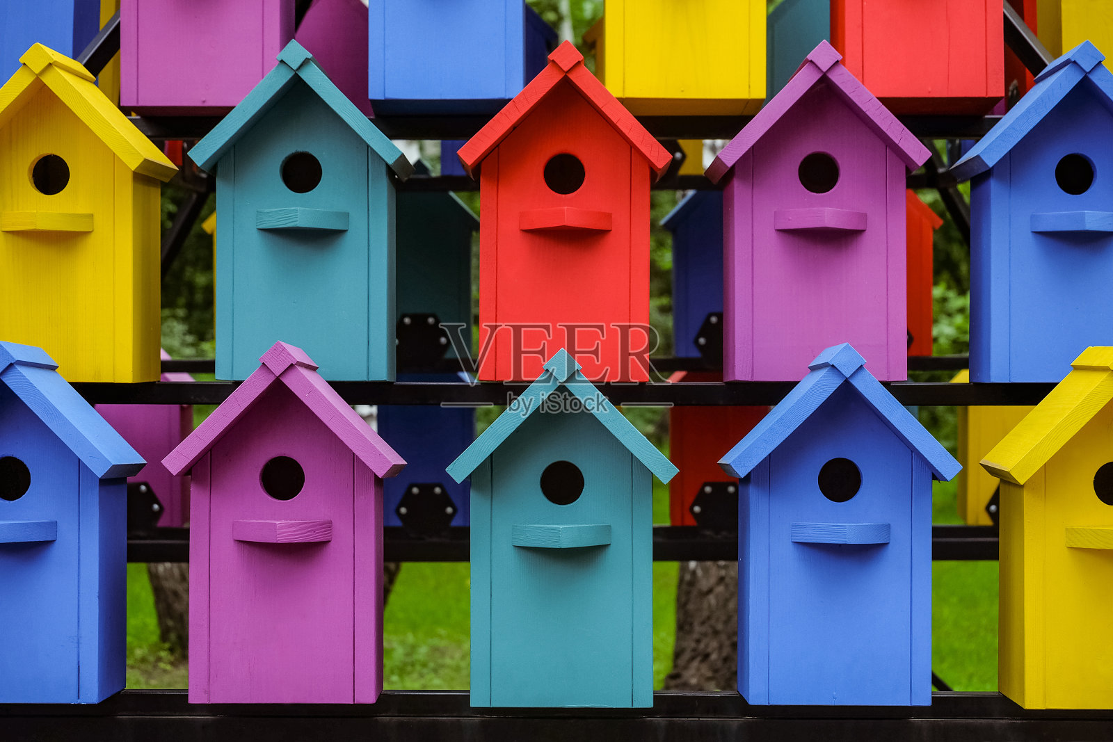 色彩斑斓的鸟屋照片摄影图片