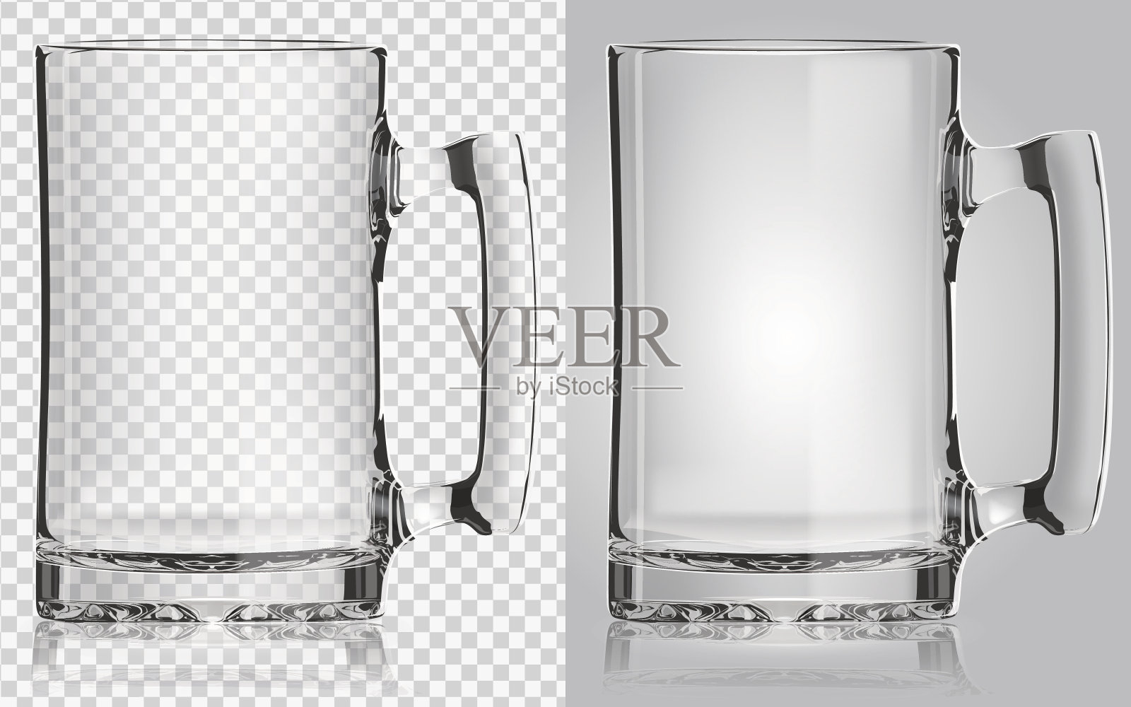 透明的啤酒杯。设计元素图片