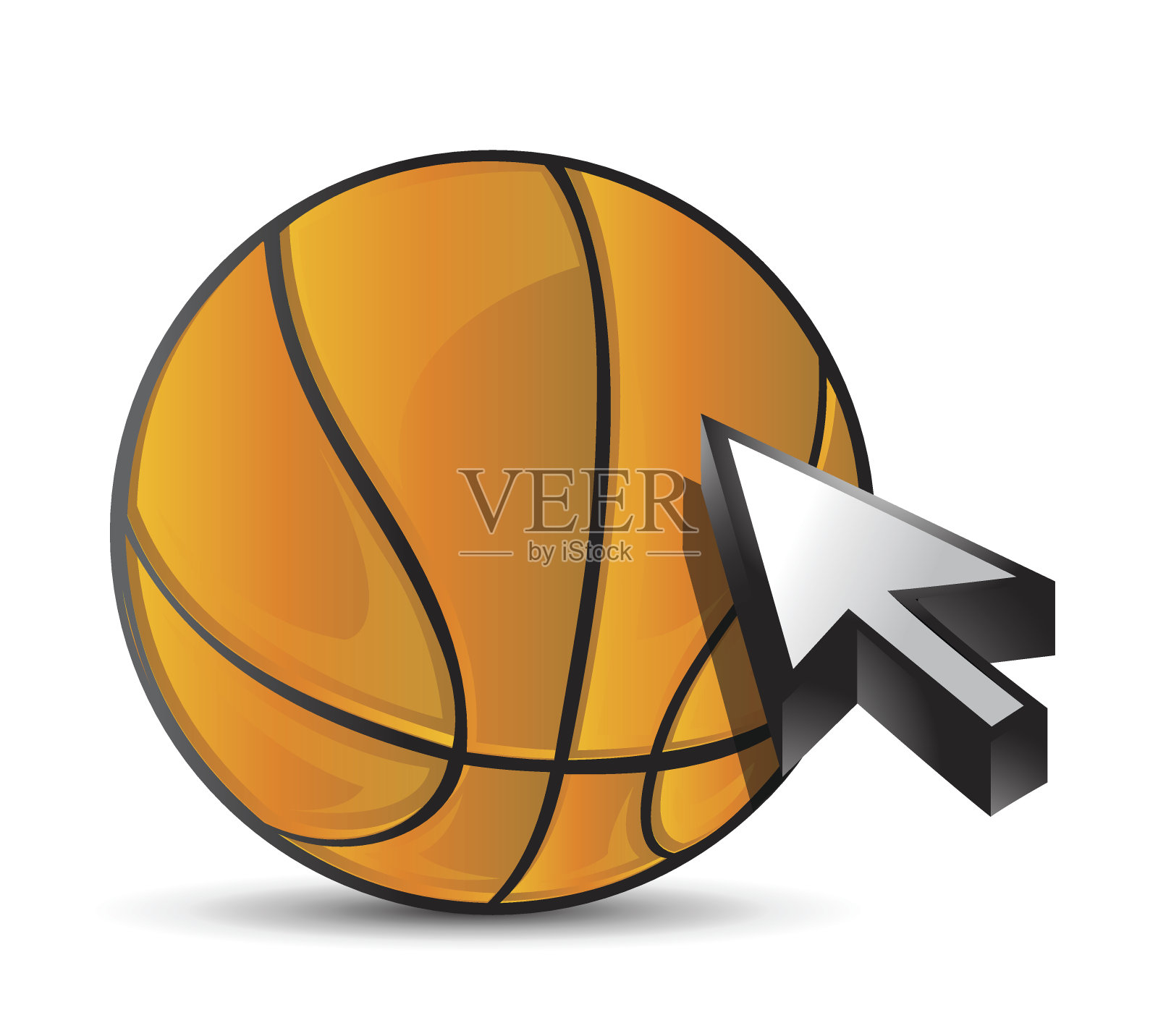 篮球与光标箭头-运动购物插画图片素材