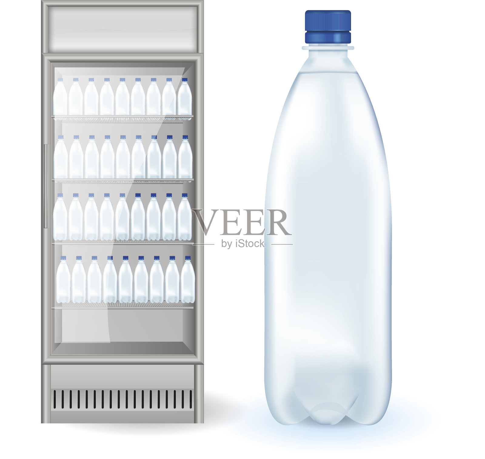 瓶装水和饮料冰箱插画图片素材