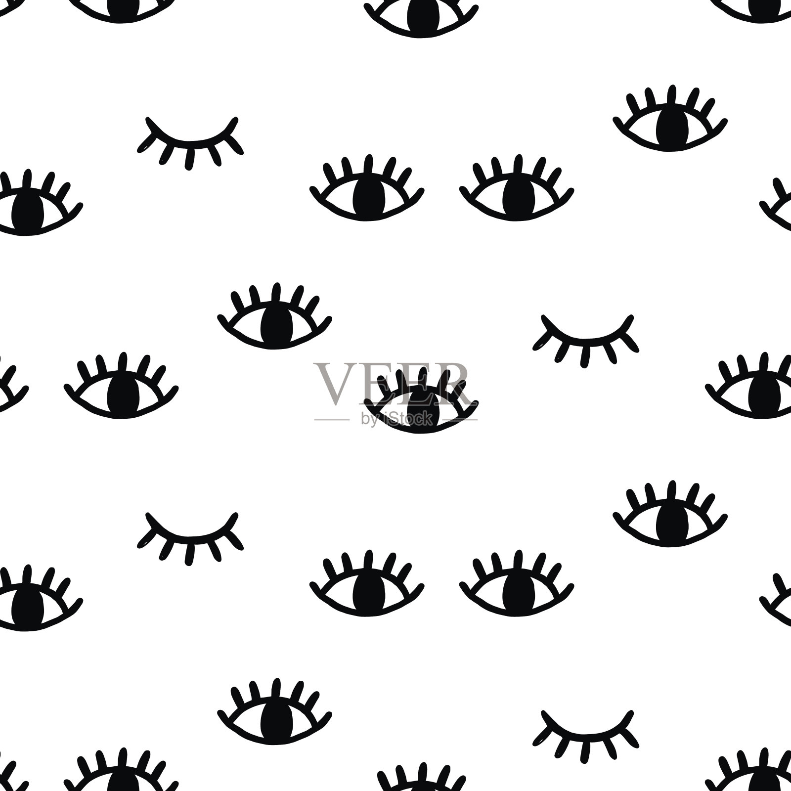 睁眼和眨眼的无缝模式插画图片素材
