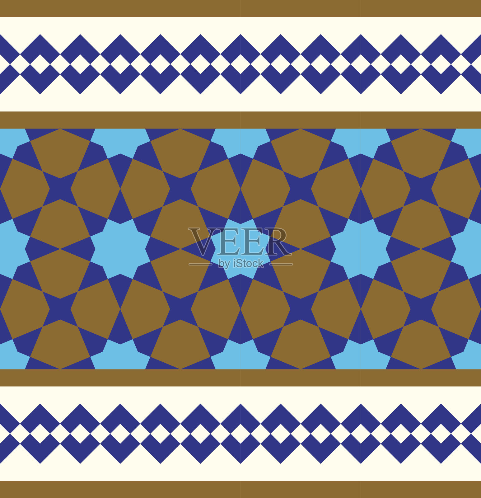 摩洛哥无缝的边界。传统伊斯兰的设计。清真寺装饰元素。插画图片素材